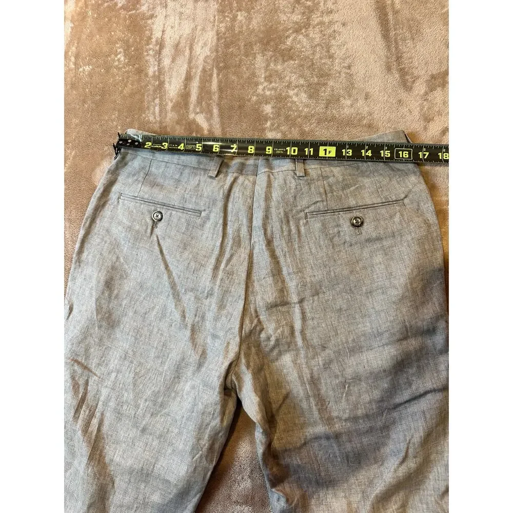 Robert Graham EST 01 100% Linen Gray Dress Pants Men's 34R